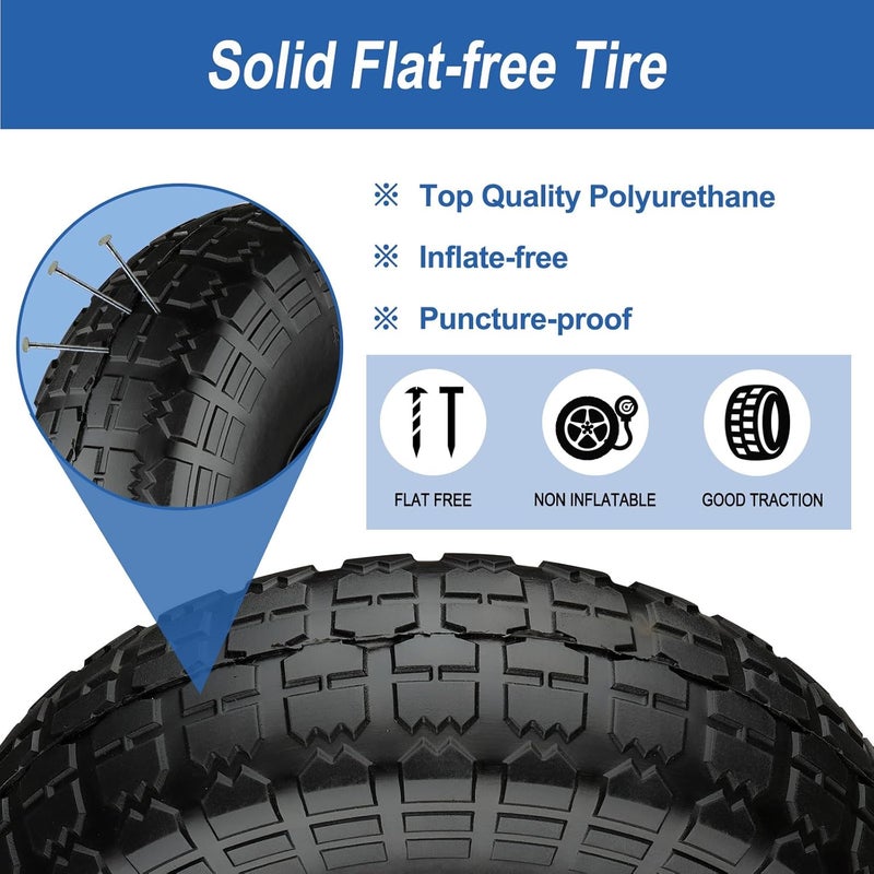 Cubesprings 4.10/3.50-4 Tire and Wheel Flat Free Solid 10 inch Tires for Hand Truck Wagon Dolly Garden Cart Wheelbarrow Replacement (4.10/3.50-4 Black - 10") - Image 3